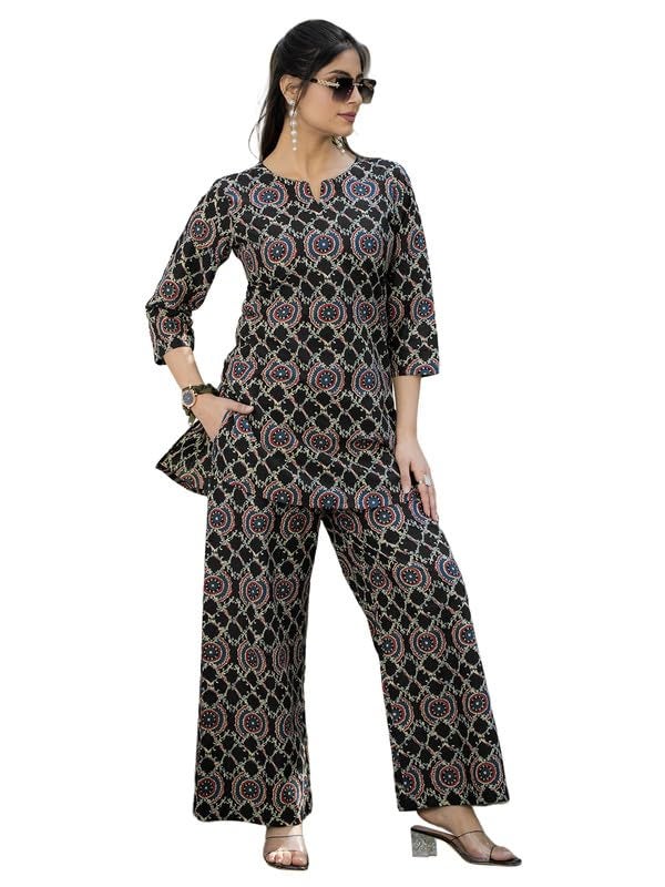 Tee Projekt Cotton Ethnic Wear Co Ord Set for Women | Co Ord Set for Women Stylish Black - Image 1
