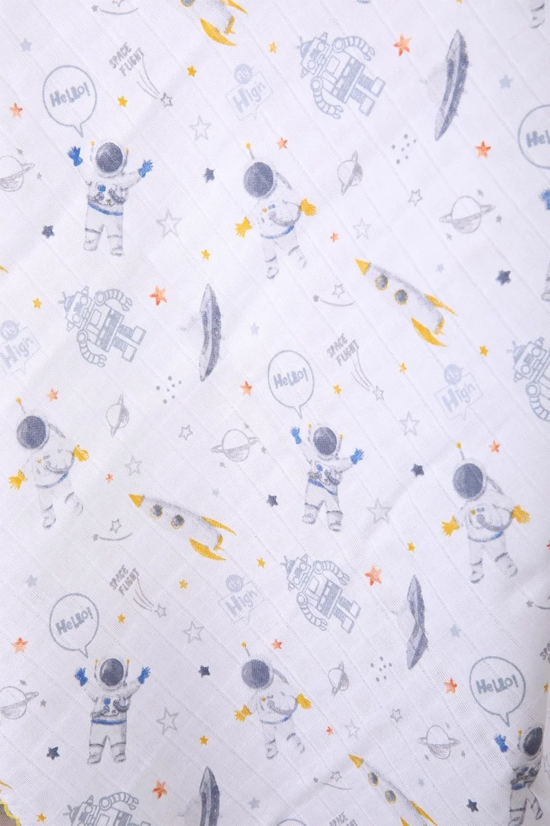 Baby Hola Muslin Cover 85X90CM Astronaut Pattern Organic Gift Breastfeeding Bottom Opening Newborn Stroller Cover