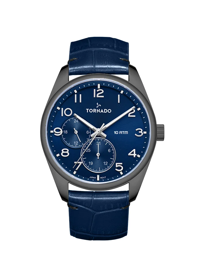 TORNADO Men's Genuine Leather Multi Function Watch T25102-XLNN - 42.5 mm