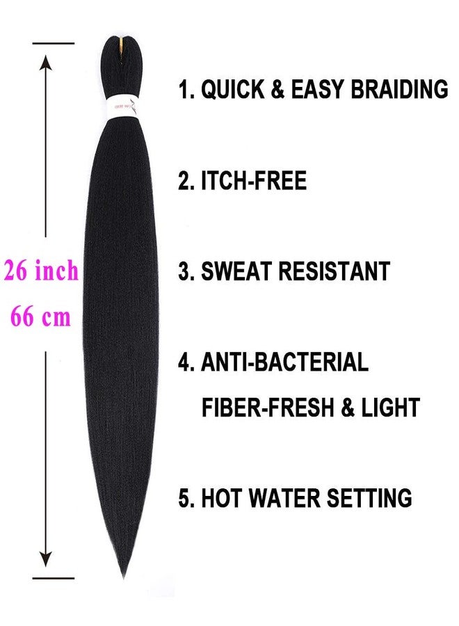 ALIABSION Pre Stretched Black Braiding Hair 26 Inch 8 Packs Easy Braiding Hair Pre Stretched Crochet Braids for Twists Itch Free Yaki Texture Synthetic Crochet Hair Extensions for Braids (1b, 8pack) - Image 2