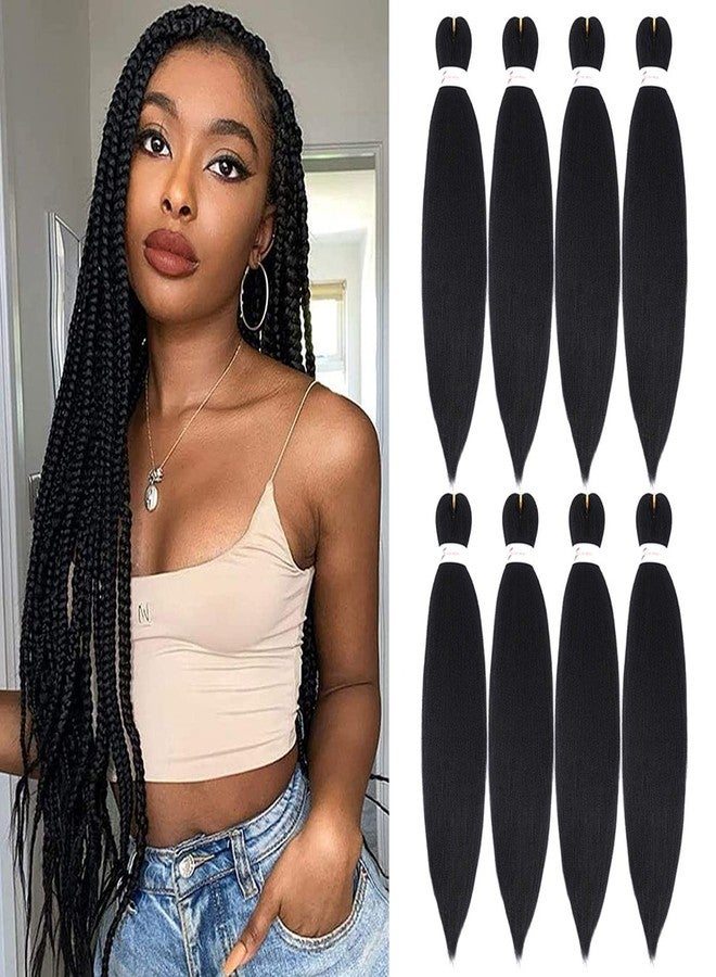 ALIABSION Pre Stretched Black Braiding Hair 26 Inch 8 Packs Easy Braiding Hair Pre Stretched Crochet Braids for Twists Itch Free Yaki Texture Synthetic Crochet Hair Extensions for Braids (1b, 8pack) - Image 1