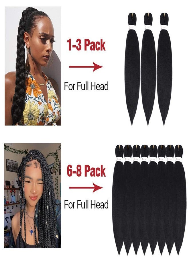 ALIABSION Pre Stretched Black Braiding Hair 26 Inch 8 Packs Easy Braiding Hair Pre Stretched Crochet Braids for Twists Itch Free Yaki Texture Synthetic Crochet Hair Extensions for Braids (1b, 8pack) - Image 4