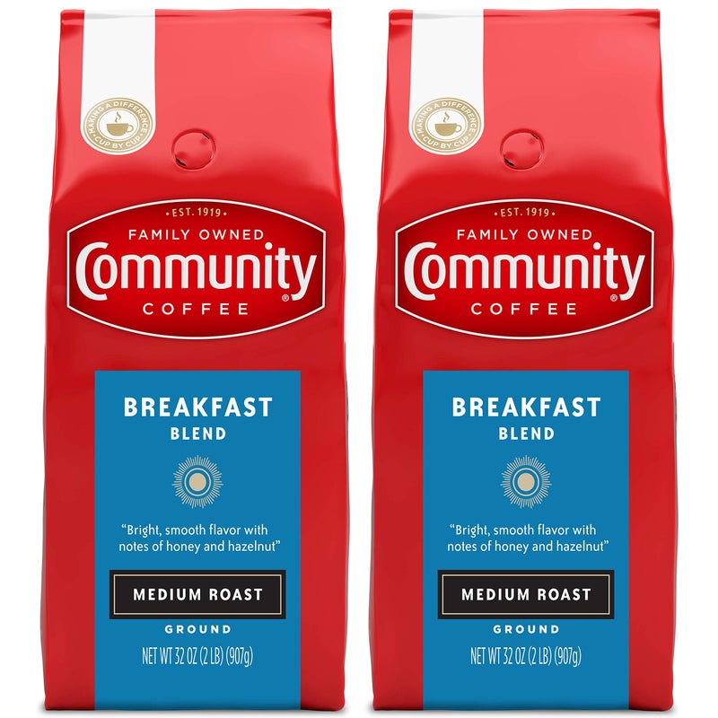 Community Coffee Breakfast Blend Ground Coffee, Medium Roast, 32 Ounce (Pack of 2) - Image 1