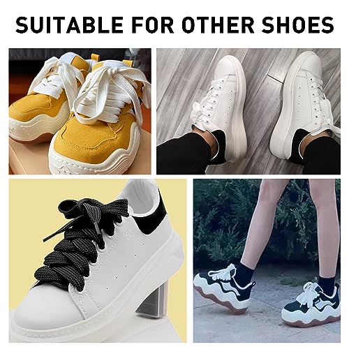 UamGlsob 3/4''(2cm) Fat Flat Shoe Laces, 36''-63'' Length Flat Thick Wide Shoelaces, Replacement Laces for Campus 00s/Superstar II/Adimatic/Forum 2000 Skate Sneakers (Black, 27"/70cm) - Image 5