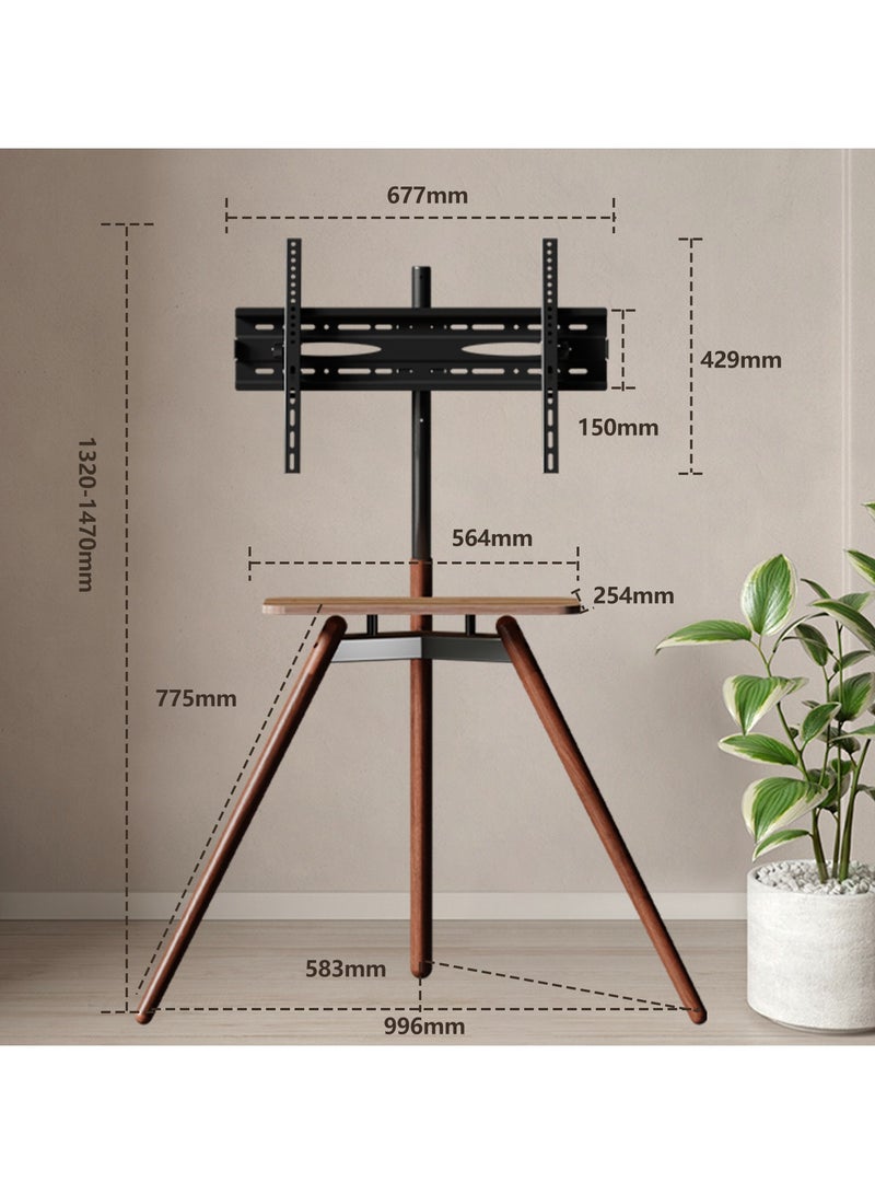 Chulovs Artistic Easel 32 to 75 inch LED LCD Screen,  Portable Corner TV Floor Stand, Studio TV Display Stand, Adjustable TV Mount, black Bracket, dark Walnut Legs  - Image 2