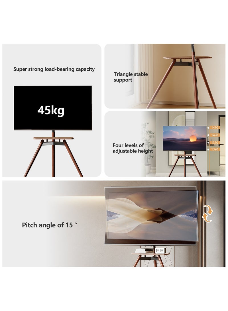 Chulovs Artistic Easel 32 to 75 inch LED LCD Screen,  Portable Corner TV Floor Stand, Studio TV Display Stand, Adjustable TV Mount, black Bracket, dark Walnut Legs  - Image 3