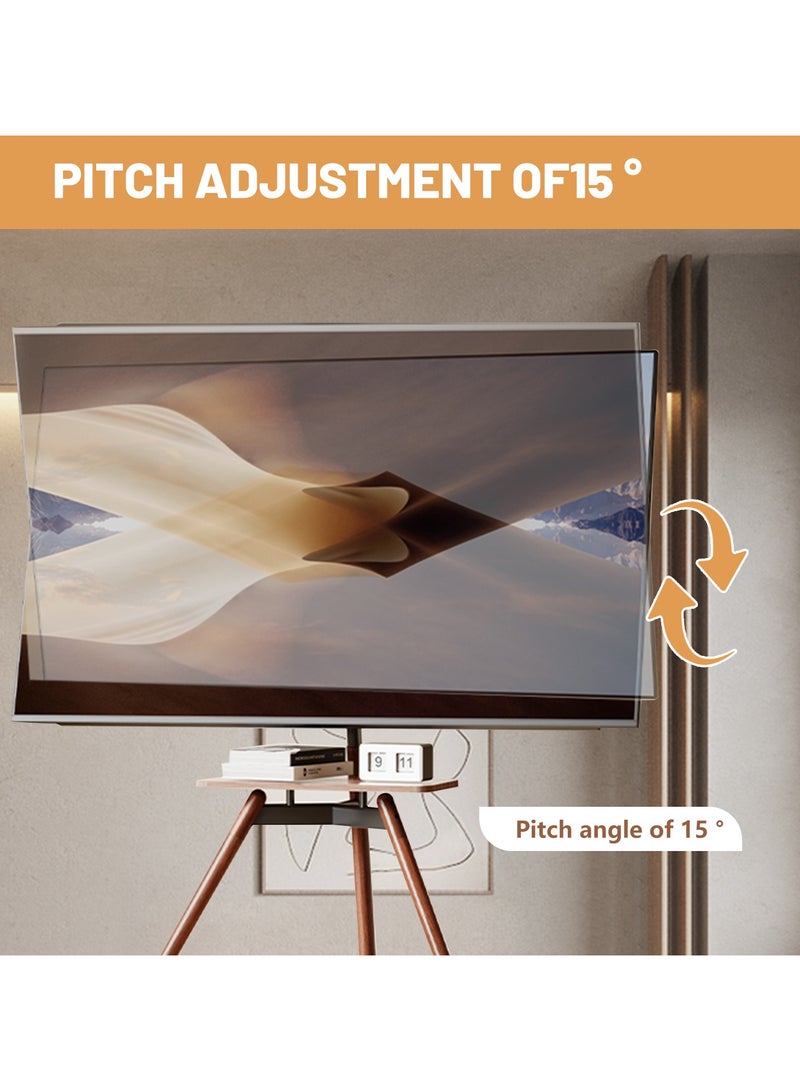 Chulovs Artistic Easel 32 to 75 inch LED LCD Screen,  Portable Corner TV Floor Stand, Studio TV Display Stand, Adjustable TV Mount, black Bracket, dark Walnut Legs  - Image 5