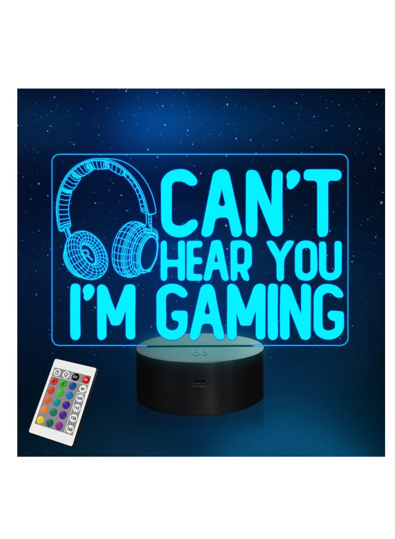 Barakah لا أستطيع سماعك، أنا ألعب - ضوء ليلي، رسومات سماعة ألعاب الفيديو هدية للاعبين، مصباح وهمي ثلاثي الأبعاد مع 16 لون متغير، تحكم باللمس عن بعد للرجال والمراهقين والأطفال. - Image 1