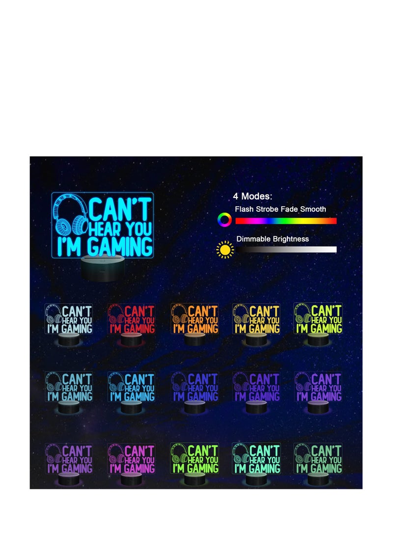 Barakah لا أستطيع سماعك، أنا ألعب - ضوء ليلي، رسومات سماعة ألعاب الفيديو هدية للاعبين، مصباح وهمي ثلاثي الأبعاد مع 16 لون متغير، تحكم باللمس عن بعد للرجال والمراهقين والأطفال. - Image 2