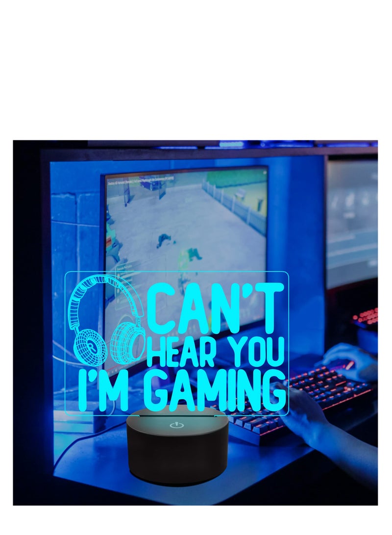 Barakah لا أستطيع سماعك، أنا ألعب - ضوء ليلي، رسومات سماعة ألعاب الفيديو هدية للاعبين، مصباح وهمي ثلاثي الأبعاد مع 16 لون متغير، تحكم باللمس عن بعد للرجال والمراهقين والأطفال. - Image 4