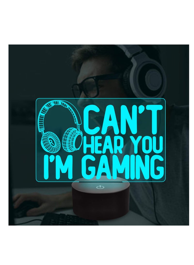 Barakah لا أستطيع سماعك، أنا ألعب - ضوء ليلي، رسومات سماعة ألعاب الفيديو هدية للاعبين، مصباح وهمي ثلاثي الأبعاد مع 16 لون متغير، تحكم باللمس عن بعد للرجال والمراهقين والأطفال. - Image 3
