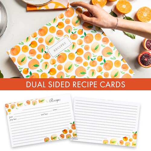 Jot  Mark Jot & Mark 8.5" x 9.5" 3 Ring Recipe Binder with 50 Matching 4x6 inch Recipe Cards, 25 Top & Bottom Binder Sleeves Sheet Protector, 5 Full-Page Undivided Sleeves, 6 Sturdy Divider Tabs, Peach Dream - Image 5