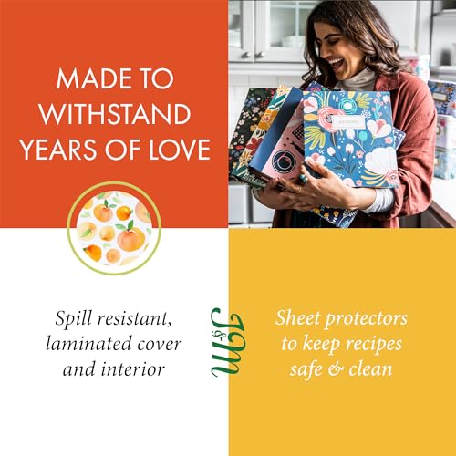 Jot  Mark Jot & Mark 8.5" x 9.5" 3 Ring Recipe Binder with 50 Matching 4x6 inch Recipe Cards, 25 Top & Bottom Binder Sleeves Sheet Protector, 5 Full-Page Undivided Sleeves, 6 Sturdy Divider Tabs, Peach Dream - Image 4
