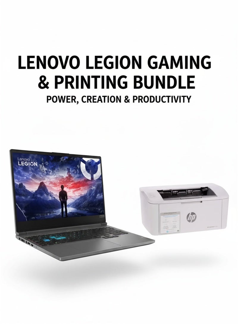 Lenovo Legion 5 Gaming Laptop With 16-Inch WQXGA (2560x1600) 165Hz Display, Core i7-14650HX Processor/16GB RAM/1TB SSD/6GB NVIDIA GeForce RTX 4050 Graphics Card/DOS(Without Windows) English/Arabic Luna Grey & LaserJet M111w Black & White Multifunction Localization Printer, Print Speed Up To 20 ppm, 100 Sheets Output Capacity, 8000 Pages Monthly Cycle, USB / Wireless Connectivity and Perfect For Home | 7Md68A - WhiteBundle - Image 1