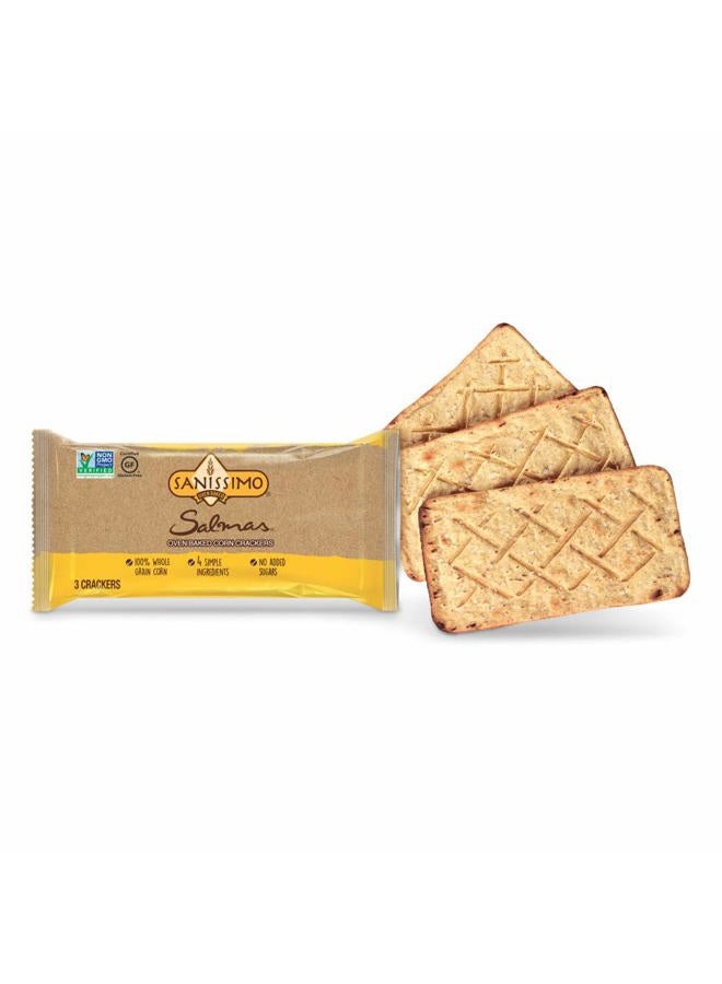 Sanissimo Salmas Oven Baked Corn Crackers, 100% Whole Grain Corn, Gluten Free, Non-GMO Project Verified, 8 Individually Wrapped Snack Packs (3 Crackers Each) - Image 3