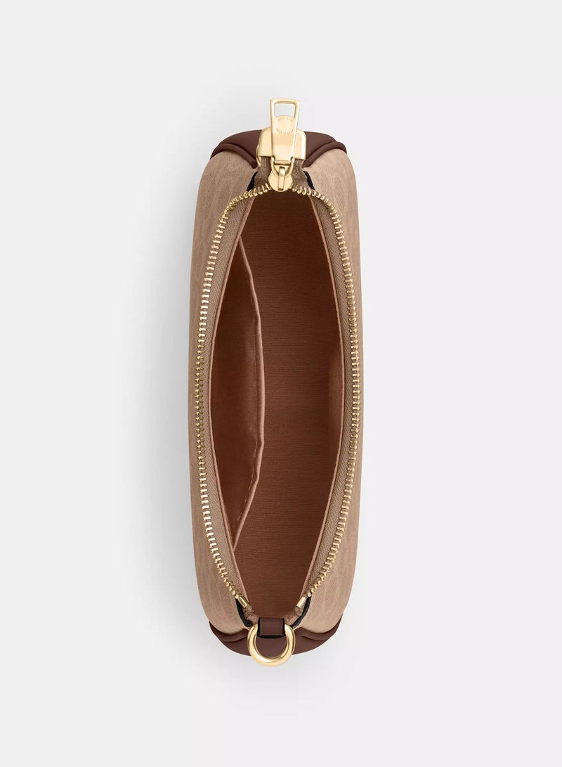 كوتش اوت ليت حقيبة كتف نسائية من Coach Teri مصنوعة من قماش مميز، حقيبة يد نسائية، حقيبة هوبو نسائية، حقيبة توت نسائية، حقيبة سفر نسائية، بنية اللون، 24 سم - Image 3