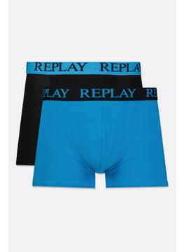 Replay Men 2 Pack Brand Logo Trunks, Blue  - Image 1