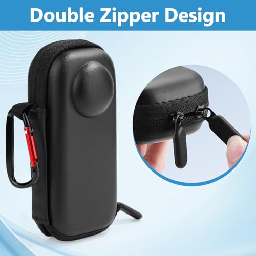 Flavizo Carrying Case for Insta 360 X5/360 X4 (for Original Lens Cap) | Potable Storage Bag with 2Pcs Wrist Strap and Carabiner | Hard Shell Protector Travel Case for Insta360 X4 X5 Accessories - Image 4