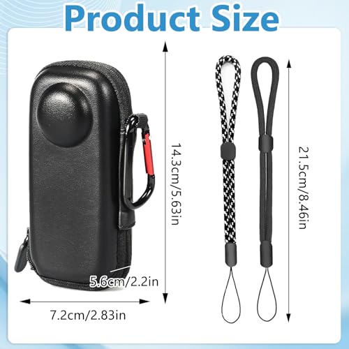 Flavizo Carrying Case for Insta 360 X5/360 X4 (for Original Lens Cap) | Potable Storage Bag with 2Pcs Wrist Strap and Carabiner | Hard Shell Protector Travel Case for Insta360 X4 X5 Accessories - Image 2