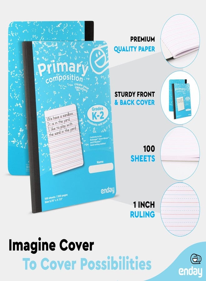 Enday Primary Composition Notebook K-2, Primary Ruled Composition Book, Primary Composition Notebook for Kids, 100 Sheets kindergarten Notebook, Blue and Purple (2 Pack) - Image 3
