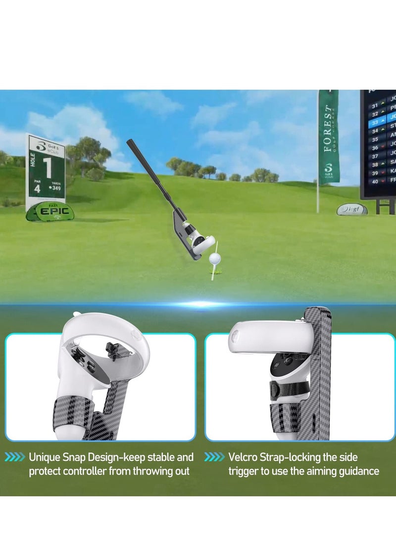 VR Golf Club Extension for Oculus Quest 2 Adapter Grip Accessory with Controller Caps Bonus Carbon Fiber Attached to Enhance Immersive Gaming Experience - Image 2