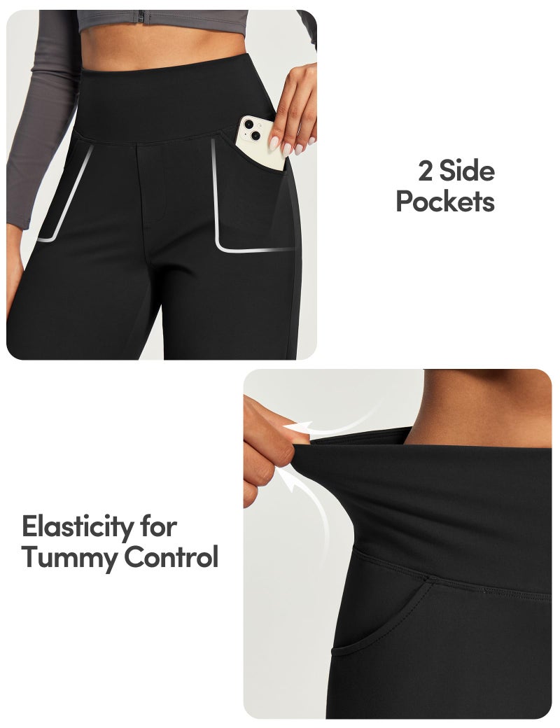 IUGA Yoga Pants Women Wide Leg Pants with Pockets High Waist Stretch Tummy Control Dress Casual Sweatpants Black - Image 5