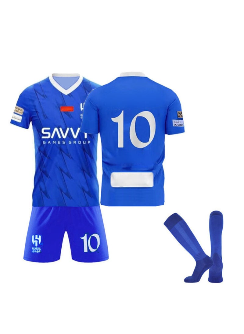 Perfii Kids Football Jersey Set - #10 Complete Soccer Jersey Set with 1 Jersey, 1 Short and 1 Pair of Socks, Perfect Gift for Kids Children and Football Fans  - Image 1