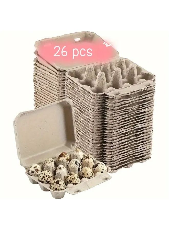 26pcs Natural Paper Quail Egg Cartons Reusable 12 Egg Storage Trays For Refrigerator - Image 1