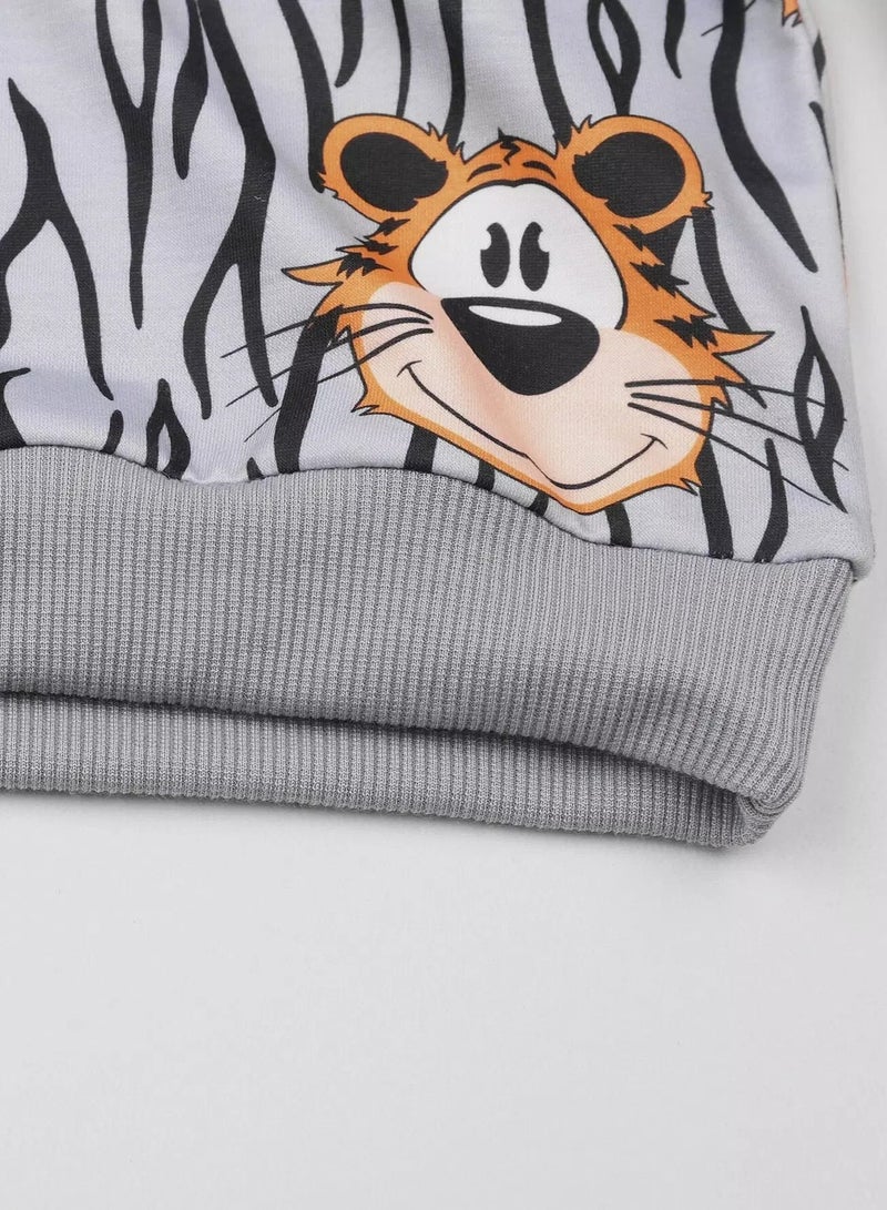 Toddler Boys Cartoon Tiger & Zebra Striped Pullover  - Image 3