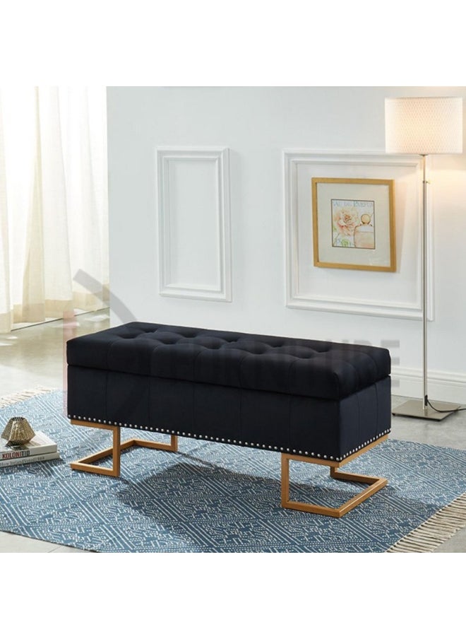 DIVINE FURNITURE Upholstered Tufted Storage Ottoman Bench  - Image 1