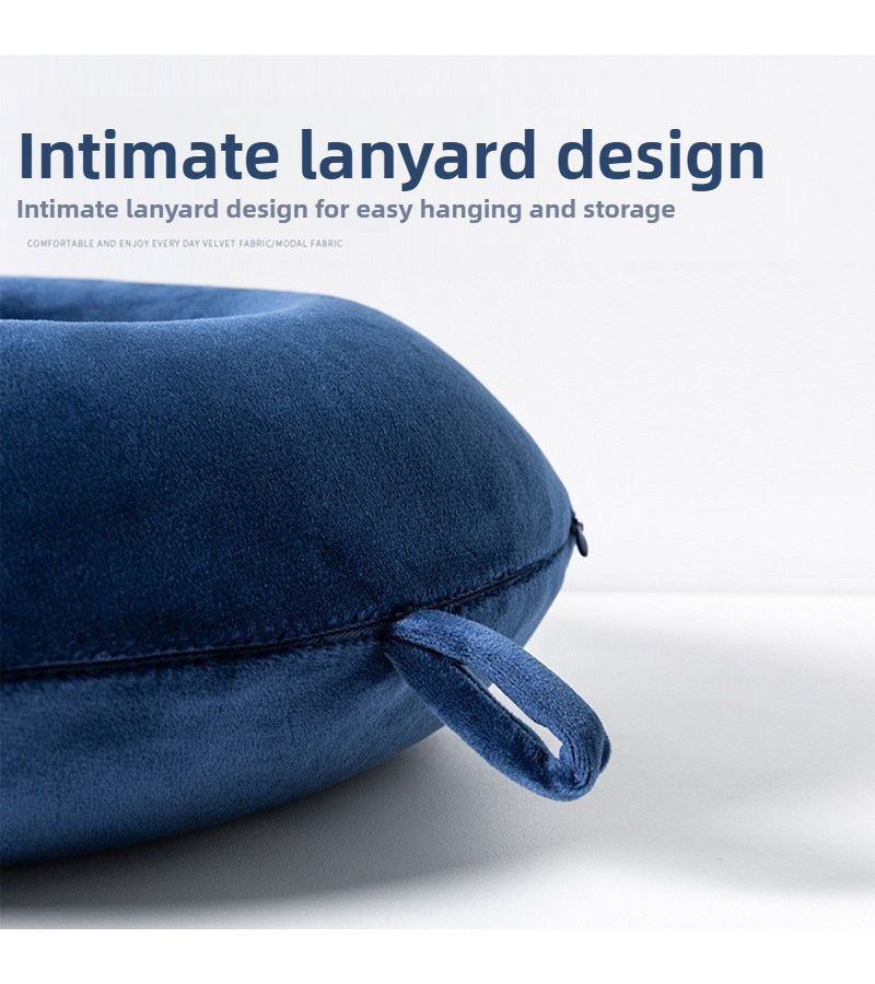 Navy Blue Memory Foam U Shaped Neck Pillow Washable Travel Car Seat Rest - Image 3