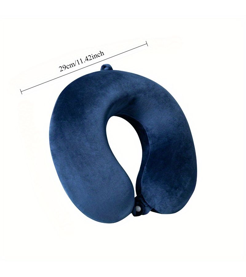 Navy Blue Memory Foam U Shaped Neck Pillow Washable Travel Car Seat Rest - Image 5