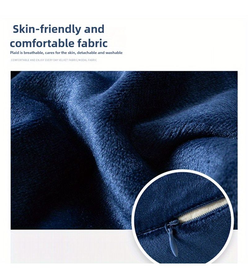 Navy Blue Memory Foam U Shaped Neck Pillow Washable Travel Car Seat Rest - Image 2