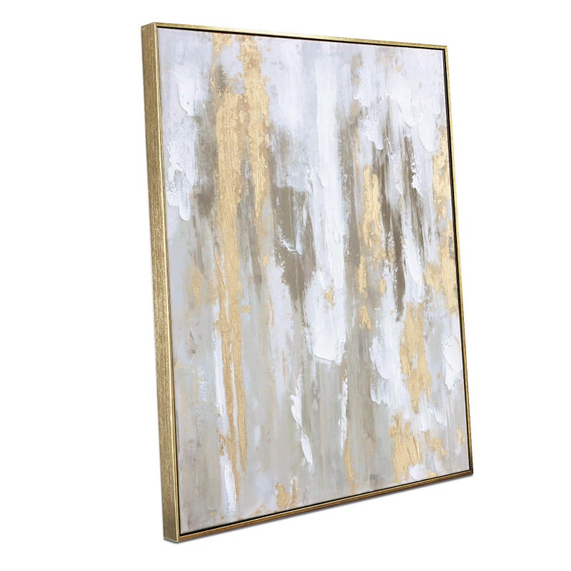 Zessonic Gold Abstract Wall Art Decor - Framed Texture Paintings Modern Canvas Artwork with Hand-Painted Gold Foil for Modern Style Decor, Ready to Hang - Image 1
