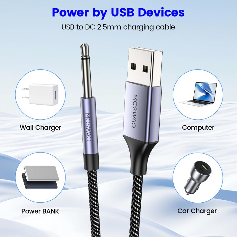 MOSWAG USB DC Charging Cable 2.5mm, 3ft Replacement DC Charging Cable USB Fast Charging Cord -1 Pack (2.5mm Port, Length 19mm)-(This is NOT Barrel Jack) - Image 3