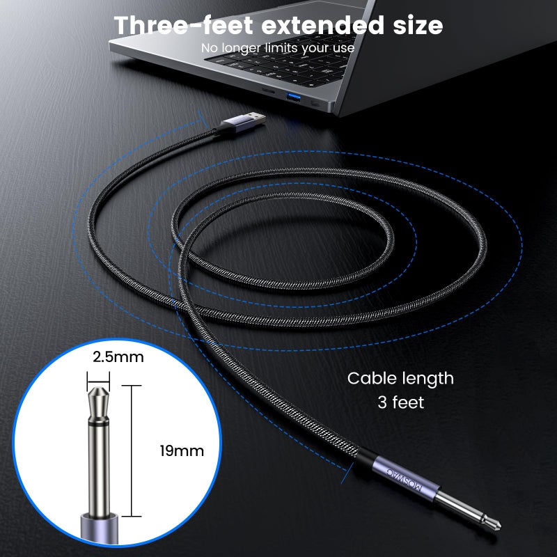 MOSWAG USB DC Charging Cable 2.5mm, 3ft Replacement DC Charging Cable USB Fast Charging Cord -1 Pack (2.5mm Port, Length 19mm)-(This is NOT Barrel Jack) - Image 2