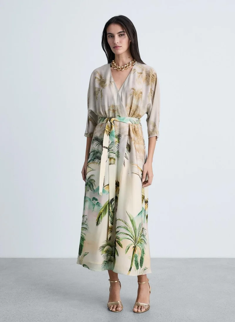 MANGO Tropical Print Dress