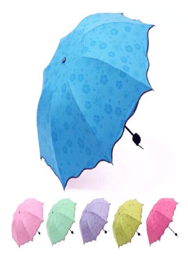 HBD Magic Flowers Umbrella Travel Folding Rain Windproof Umbrella Folding Anti- UV Sun/Rain Umbrella, Folding Mini Blossom Magic Compact Umbrella During Rain for Girls and Women, 1 Piece - Image 1