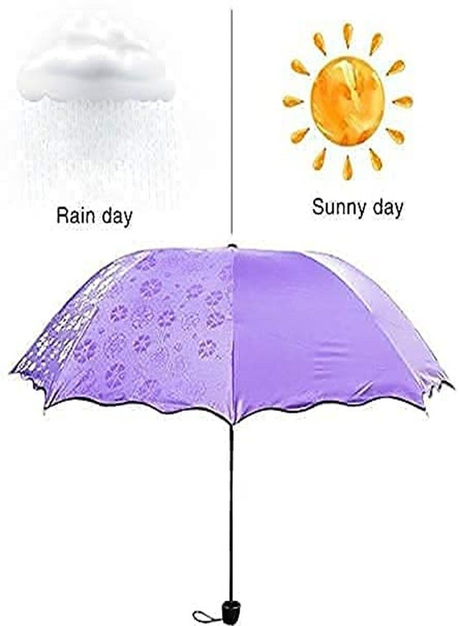HBD Magic Flowers Umbrella Travel Folding Rain Windproof Umbrella Folding Anti- UV Sun/Rain Umbrella, Folding Mini Blossom Magic Compact Umbrella During Rain for Girls and Women, 1 Piece - Image 2