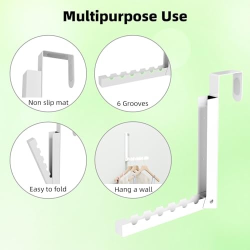 BAKON Over The Door Hanger Folding Clothes Drying Rack, Folding Hanging Coat Rack for Indoor Laundry Room Compact Small Space Foldable Portable Clothing Hanger Hook Collapsible- 4 Pack(White) - Image 5