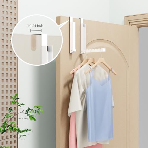 BAKON Over The Door Hanger Folding Clothes Drying Rack, Folding Hanging Coat Rack for Indoor Laundry Room Compact Small Space Foldable Portable Clothing Hanger Hook Collapsible- 4 Pack(White) - Image 2