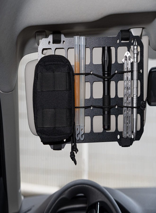 TACNEX Car Sun Visor Organizer Vehicle Rigid MOLLE Panel Tactical Gear Rack EDC Pouch Tool Holster Bag Holder Visor Cover Truck Equipment Mount Plate Modular Storage Shelf Auto Accessories - Image 2