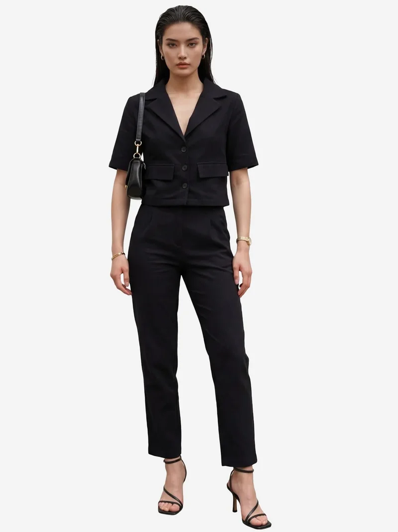 ماي فاشن MY FASHION Shirt with Pocket Detail & Pants Two-Piece Set