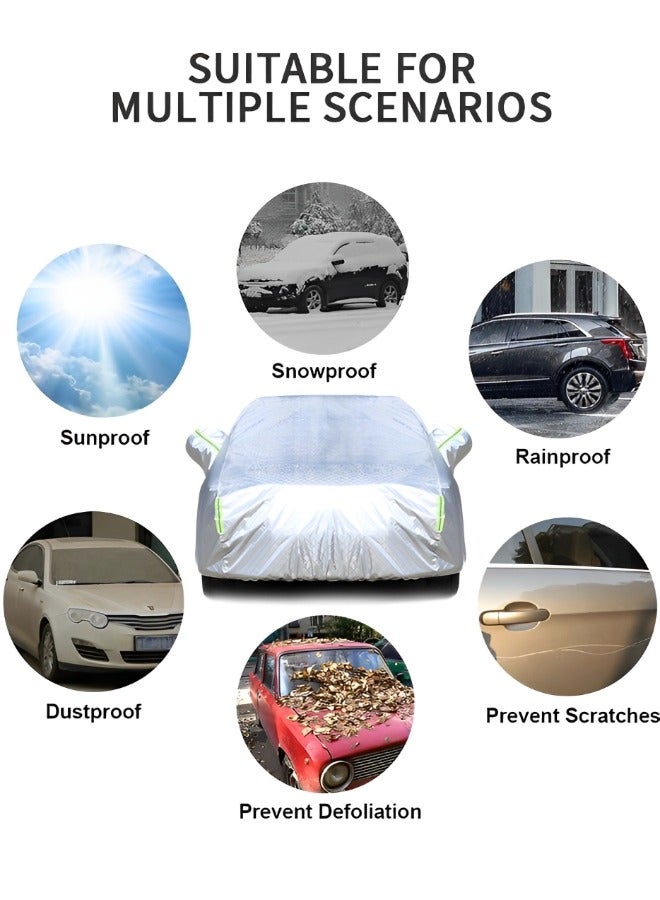GROIC Multi-Layers Car Cover Waterproof All Weather for Automobiles, Outdoor Full Cover Windproof, Sand proof, Rain proof, UV proof Car Covers with Zipper Door Car Protection White, YXL - Image 5