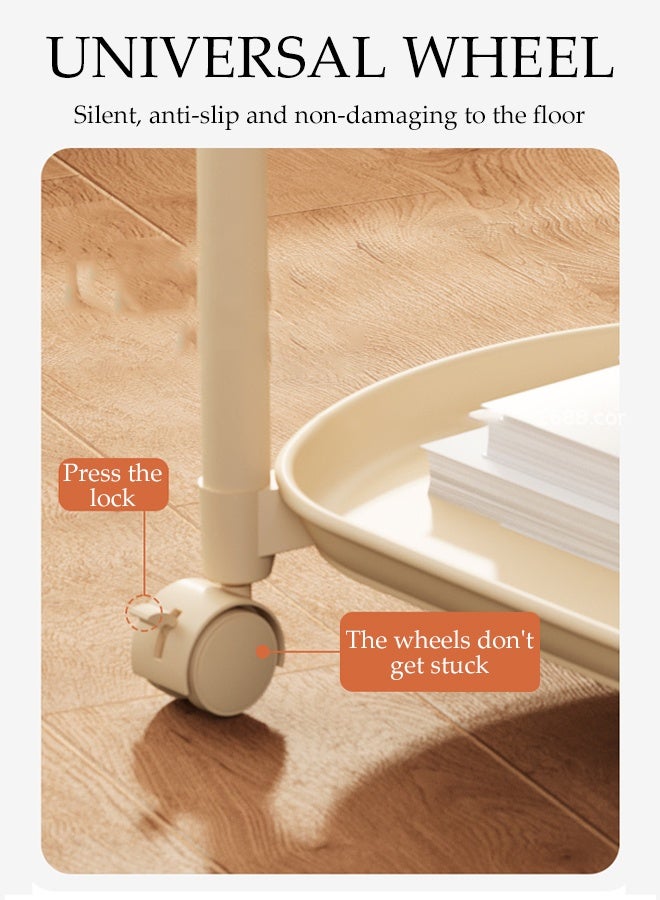 DUNISO 2-Tier Sofo Side Table Multifunctional Small End Tables with 4 wheels Modern Small Coffee Table Multifunctional Shelf  Elliptical Tray Storage Organizer Trolley for Living Room, Bedroom, Balcony, Office - Image 5