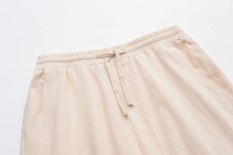 SIR7 Men's Linen Casual Classic Fit 11 Inch Inseam Elastic Waist Shorts with Drawstring - Image 3