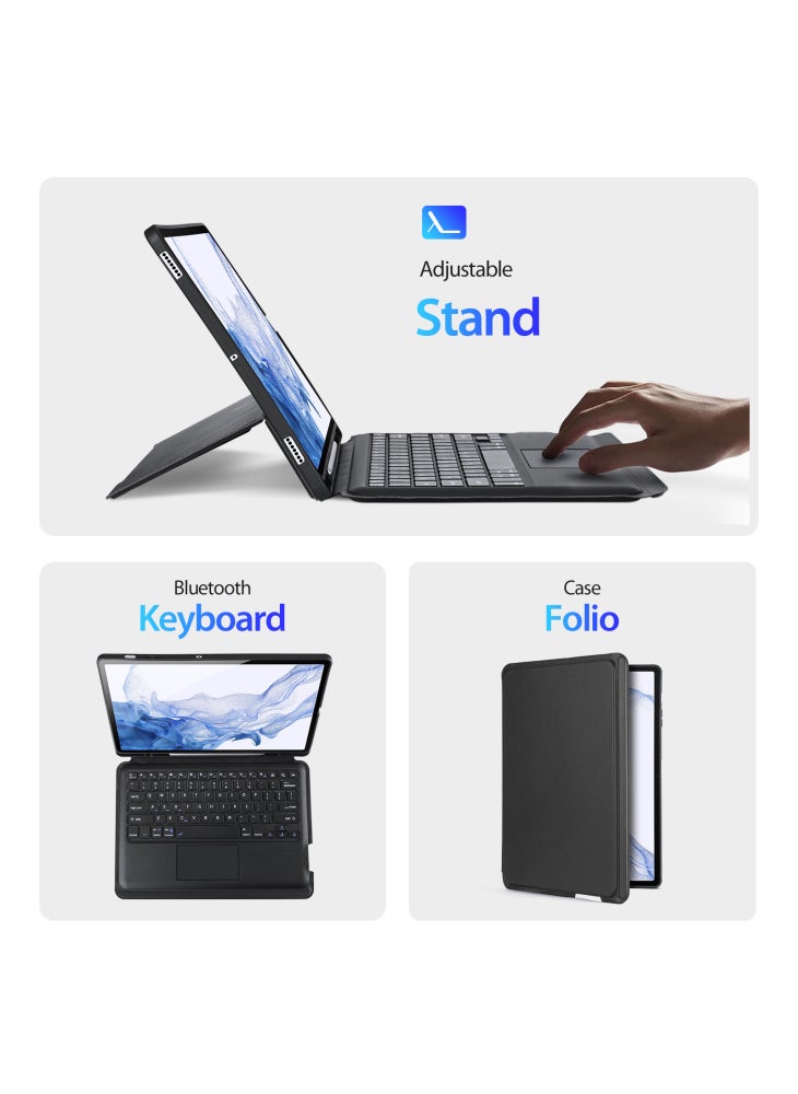 For Samsung Galaxy Tab S8+/S7+/S7 FE Stand Leather Tablet Case with Magnetic Detachable Keyboard - Image 5