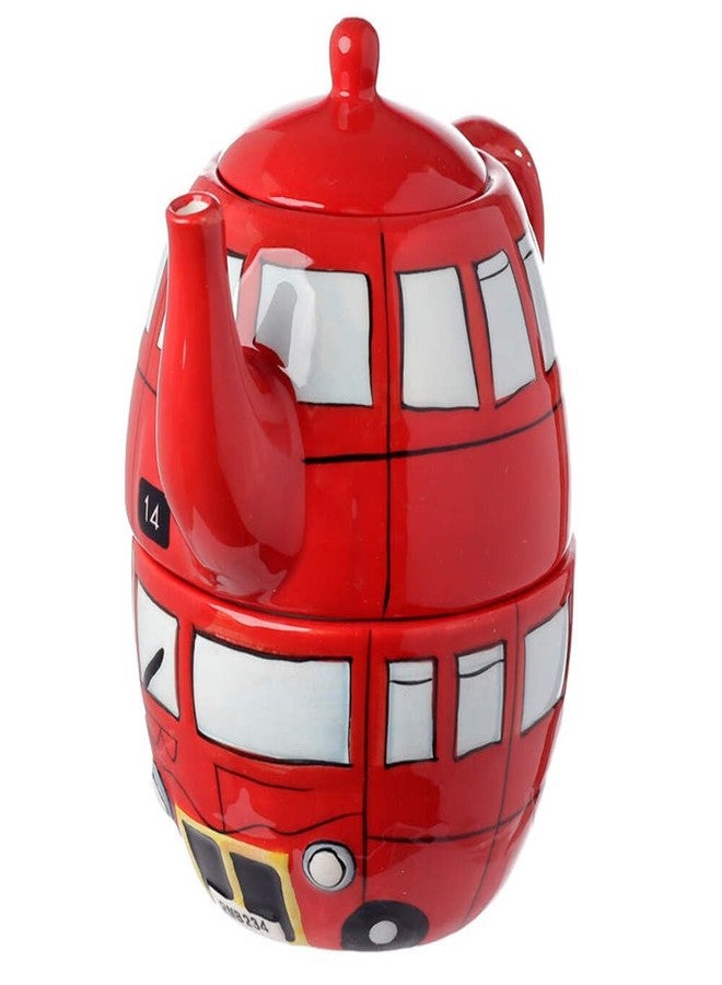 Puckator Routemaster Red Bus Tea for One Set, Ceramic, Mixed, Total Height 17cm Cup 6.5 x 11cm Pot 11 x 11cm