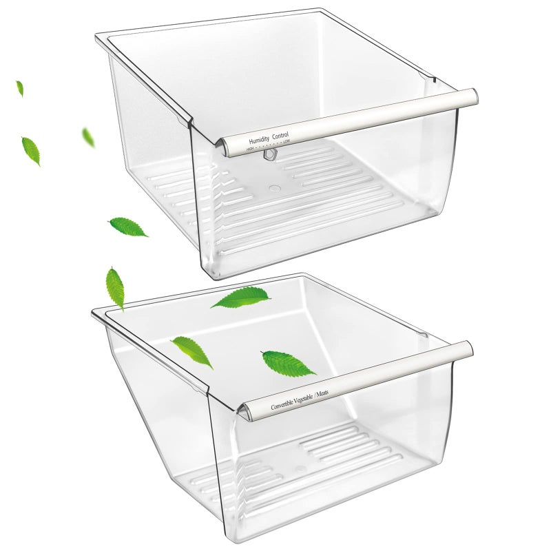 S-Union [2 Pack] Upgraded 2188656 Fridge Crisper Drawer Humidity Control Drawer UPPER & 2188664 Crisper Bin LOWER for Whirlpool Fridge Crisper Drawer,Kenmore Whirlpool Refrigerator Drawer Replacement Parts - Image 1