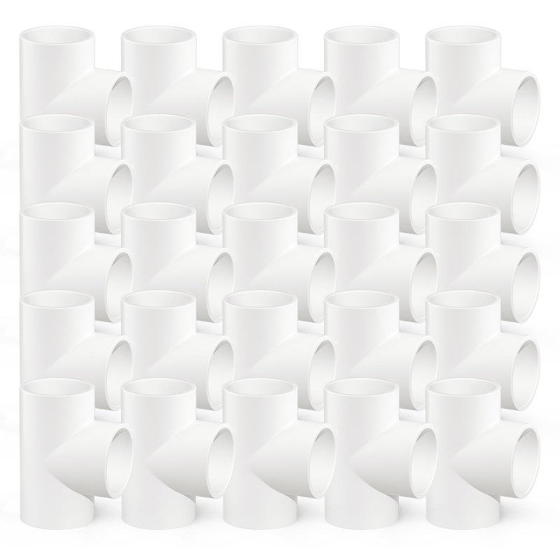GASHER 25PCS PVC Pipe Fitting 34 x 34 x 34 PVC Tee Furniture Grade Pipe Socket Fittings For Home or Industrial - Image 2
